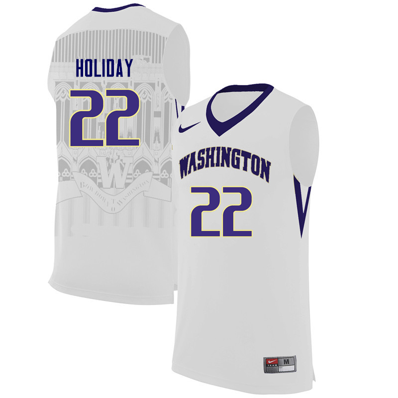Men Washington Huskies #22 Justin Holiday College Basketball Jerseys Sale-White
